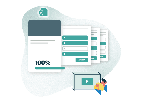 Treinamentos de compliance à distância com barra de progresso cem por cento